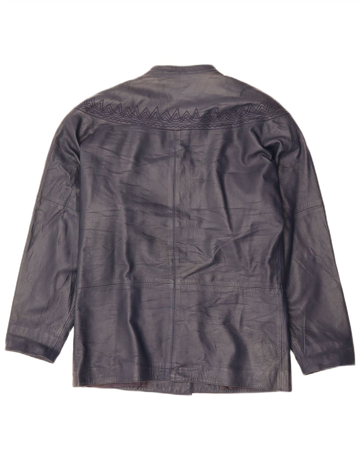 GENNY Damen Übergroße Lederjacke EU 34 XS Marineblau