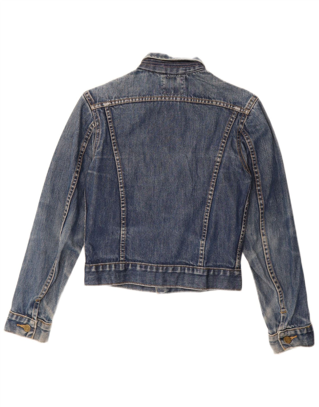 LEE Damen Crop Denim Jacke UK 10 Small Blaue Baumwolle
