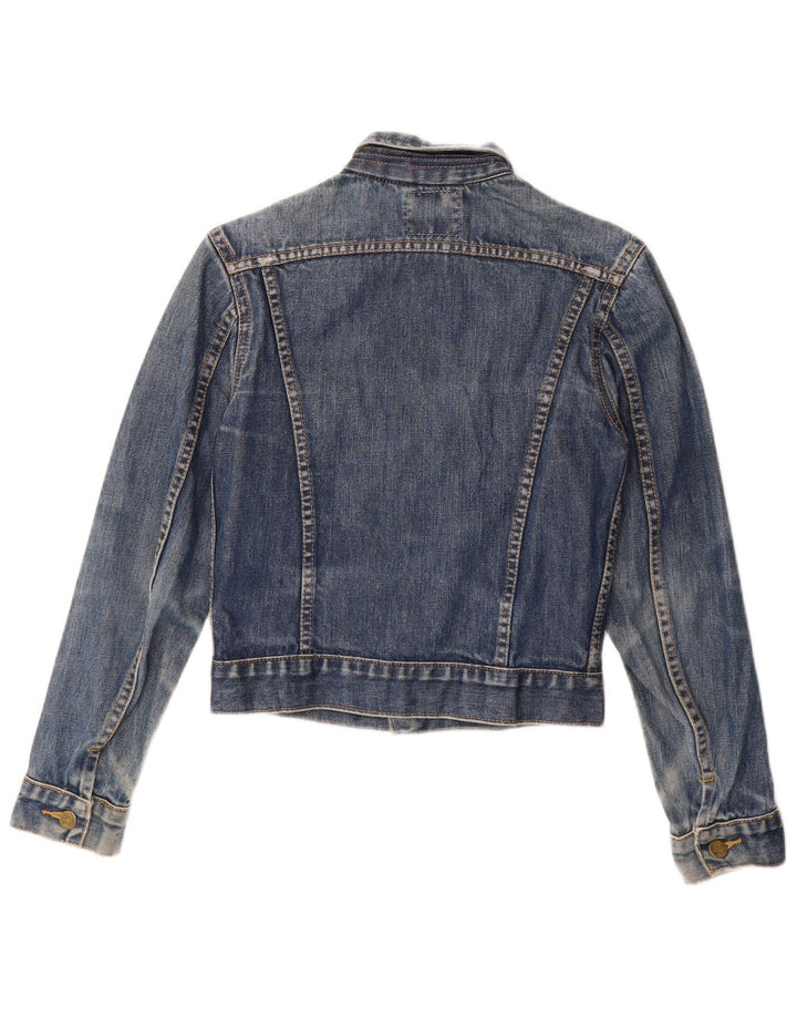 LEE Damen Crop Denim Jacke UK 10 Small Blaue Baumwolle