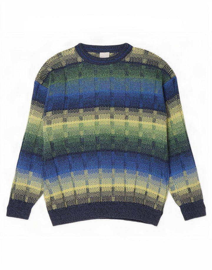 Vintage Herren Pullover mit Rundhalsausschnitt, Größe 52, groß, mehrfarbig, geometrisch