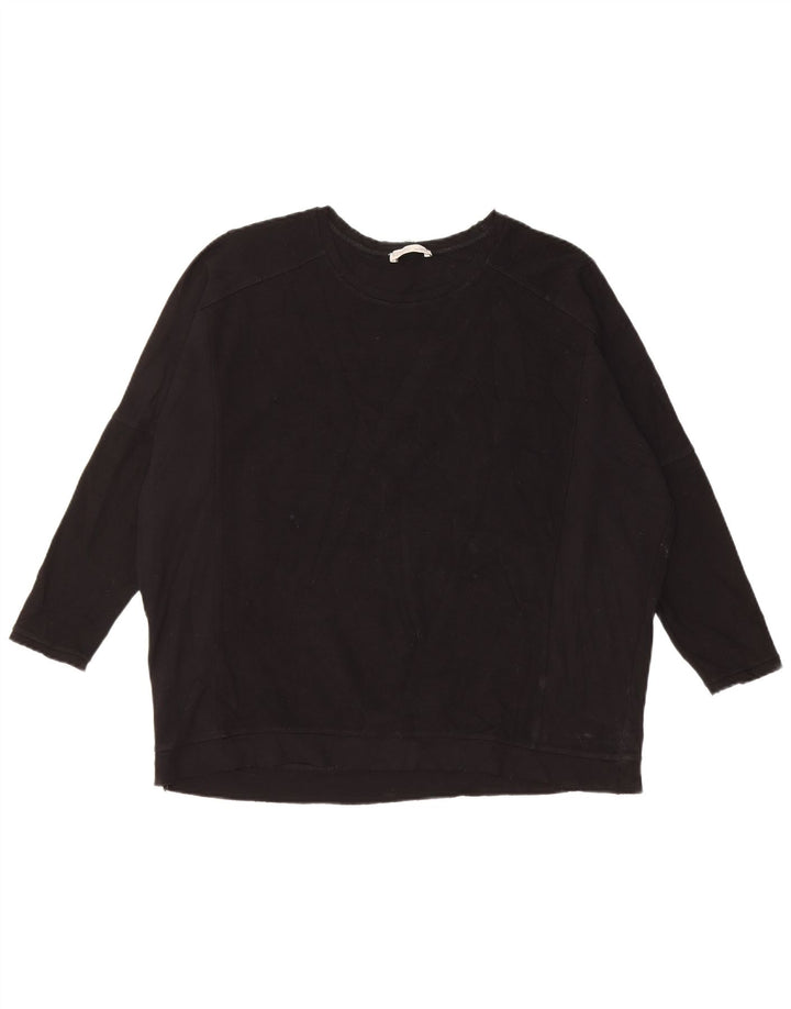 Zara Damen-Sweatshirt mit 3/4-Ärmeln, übergroß, Gr. 14, mittelschwarz
