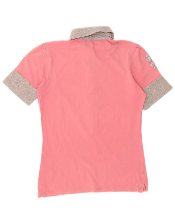 La Martina Damen-Poloshirt mit Grafik, UK 12, mittelrosa, Colourblock-Baumwolle