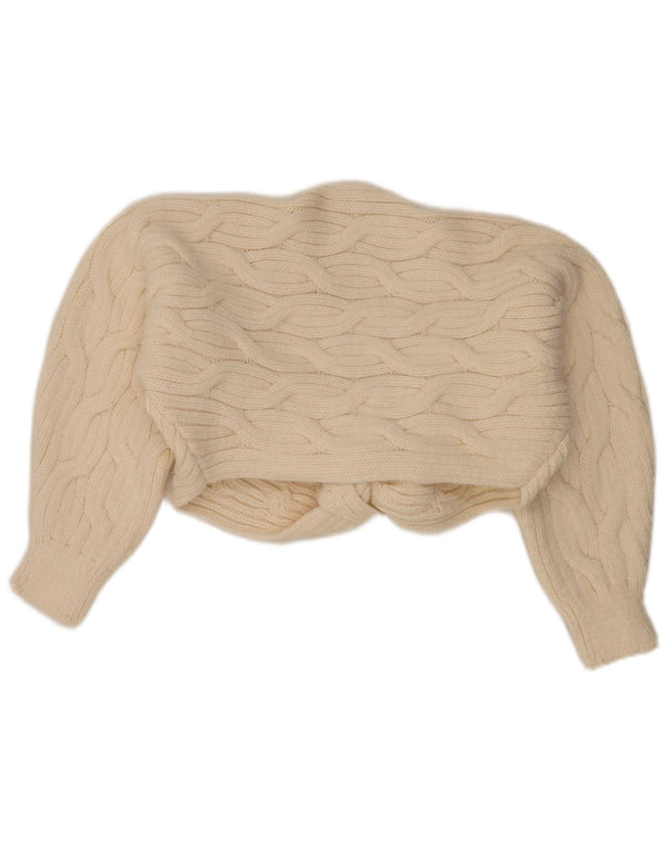 Übergroßer Bolero-Cardigan für Damen von Zara, Gr. 10, Small, gebrochenes Weiß, Acryl