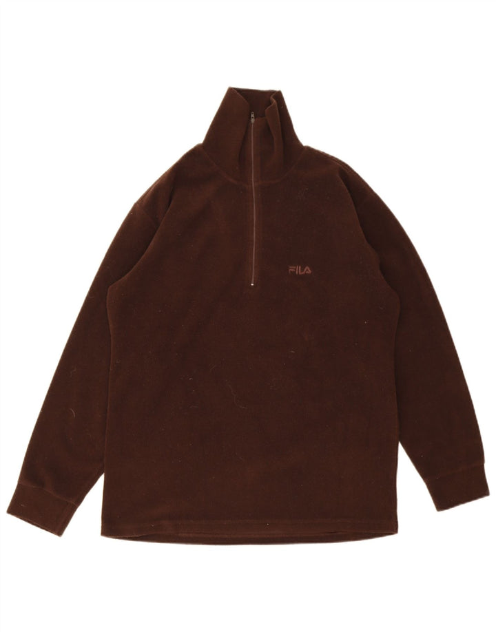Fila Herren-Fleecepullover mit Reißverschluss am Hals, Mittelbraun