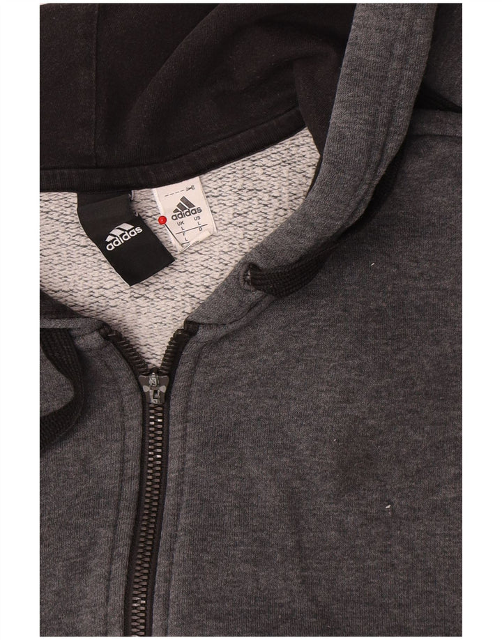 Adidas Herren-Kapuzenpullover mit Reißverschluss, groß, graue Baumwolle