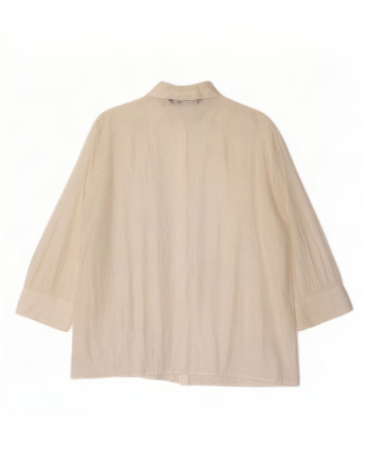Zara Damen-Hemdbluse mit 3/4-Ärmeln, durchsichtig, Gr. 14, Mittelweiß