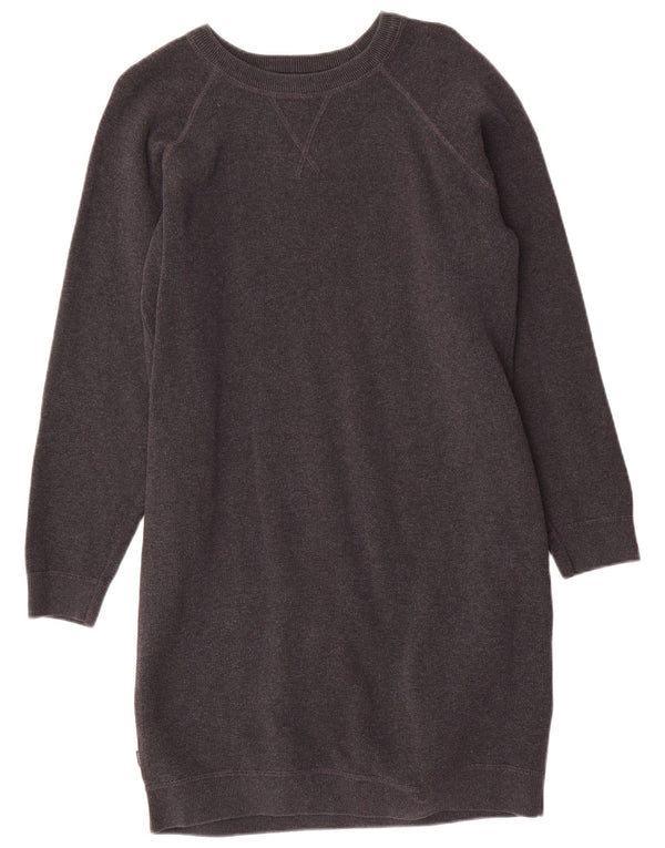 Superdry Langarm-Pulloverkleid für Damen, UK 14, Größe L, Grau, Baumwolle