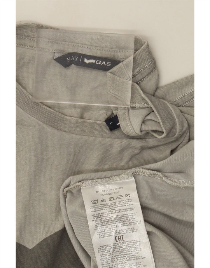 Gas Herren-T-Shirt mit Grafik, groß, graue Baumwolle