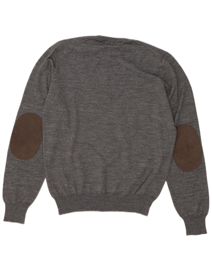 Liu Jo Damen-Pullover mit Rundhalsausschnitt, Gr. 10, Größe S, graue Schurwolle