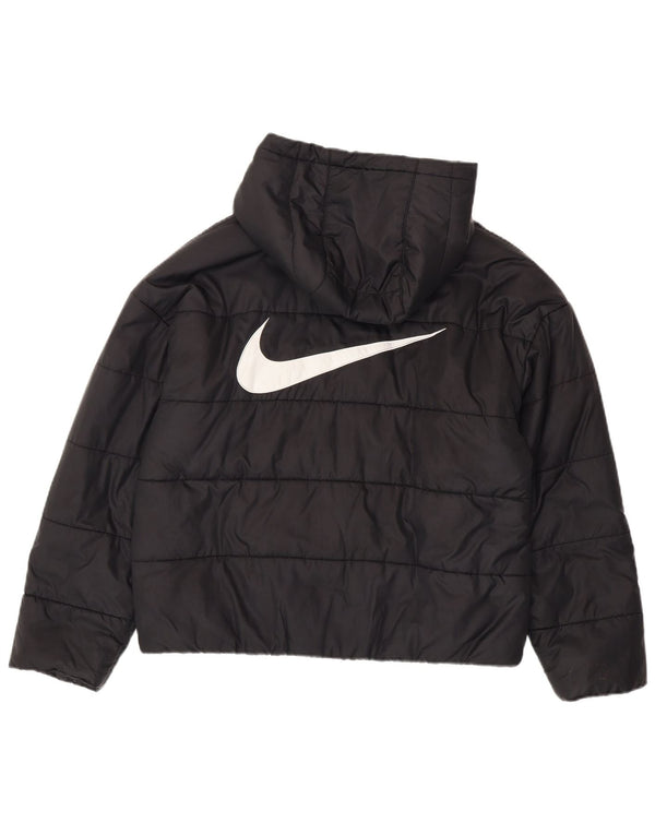 Nike Jungen gepolsterte Jacke mit Kapuze und Grafik, 10–11 Jahre, mittelschwarzes Polyester