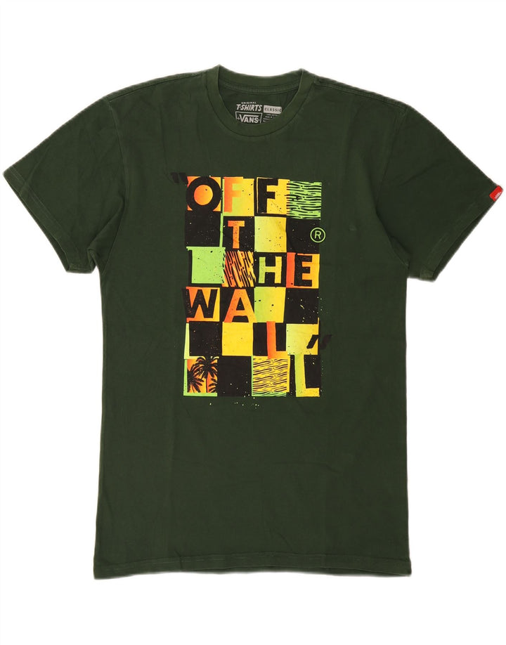 Vans Herren Classic Graphic T-Shirt-Oberteil aus mittelgrüner Colourblock-Baumwolle
