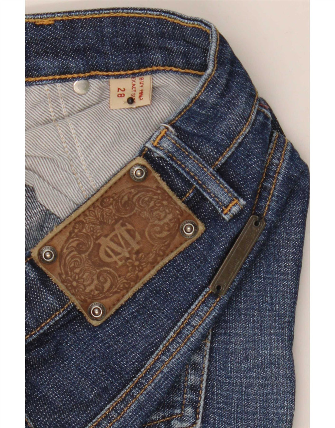 Marlboro Classics Damen Distressed Straight Jeans W28 L29 Marineblau