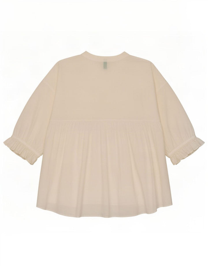 Benetton Damen-Tunika-Oberteil mit 3/4-Ärmeln, UK-Größe 40, Größe L, Weiß