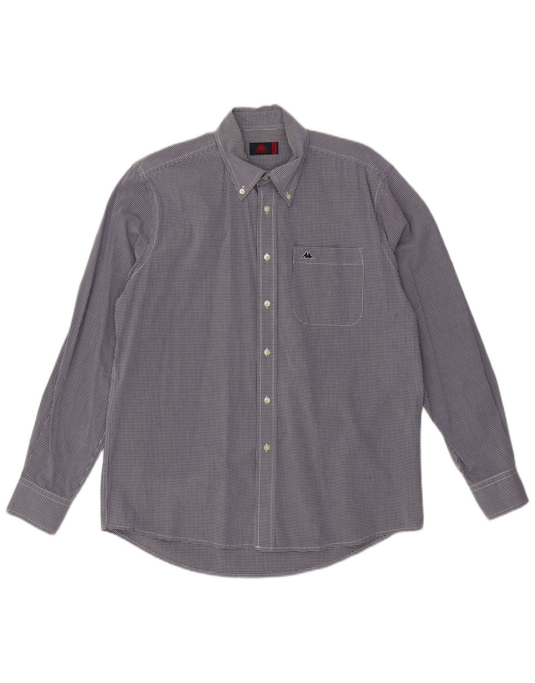 Kappa Herrenhemd aus mittelblauer Gingham-Baumwolle in Marineblau