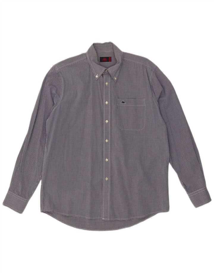 Kappa Herrenhemd aus mittelblauer Gingham-Baumwolle in Marineblau