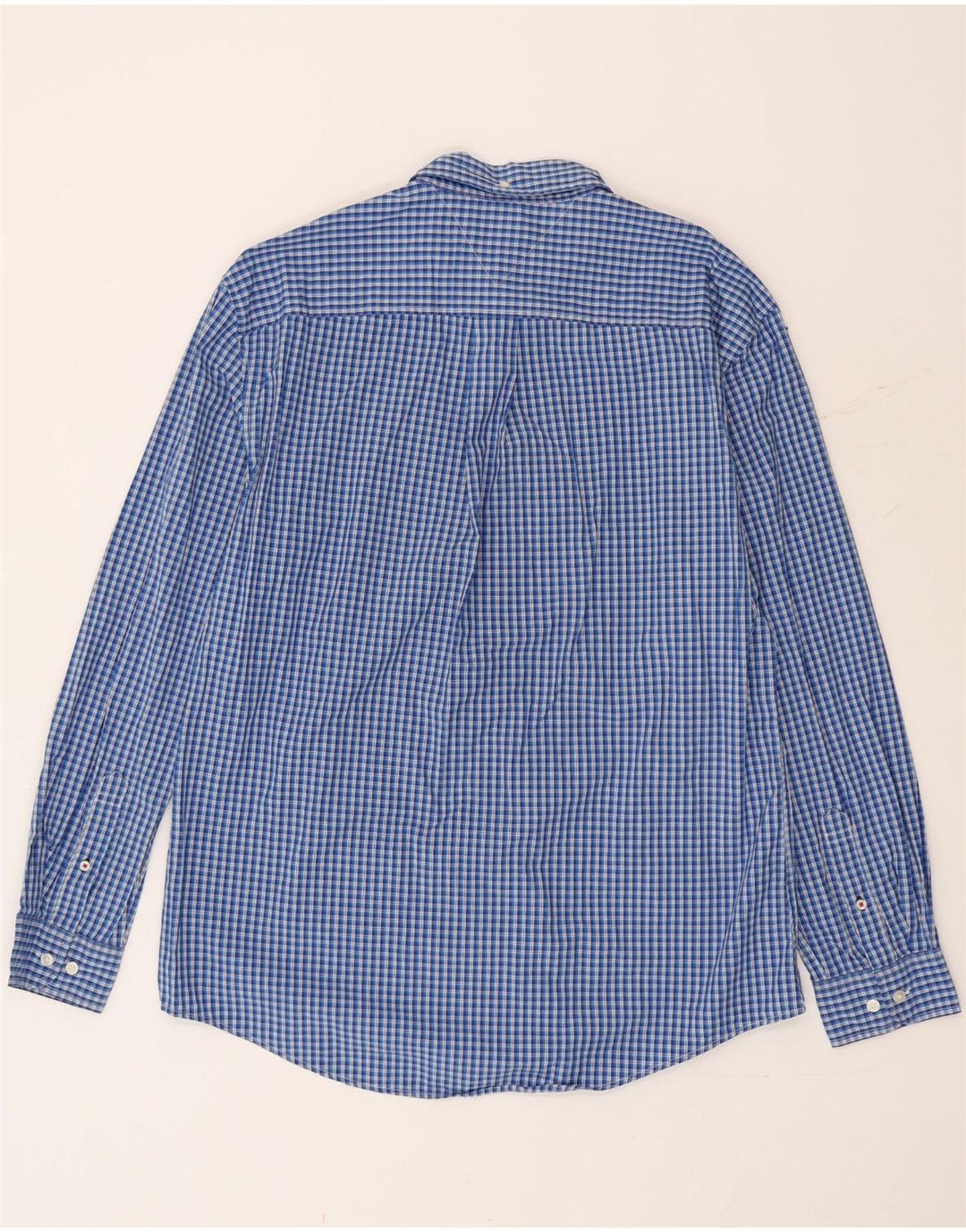 Tommy Hilfiger Herrenhemd XL, blaue Gingham-Baumwolle