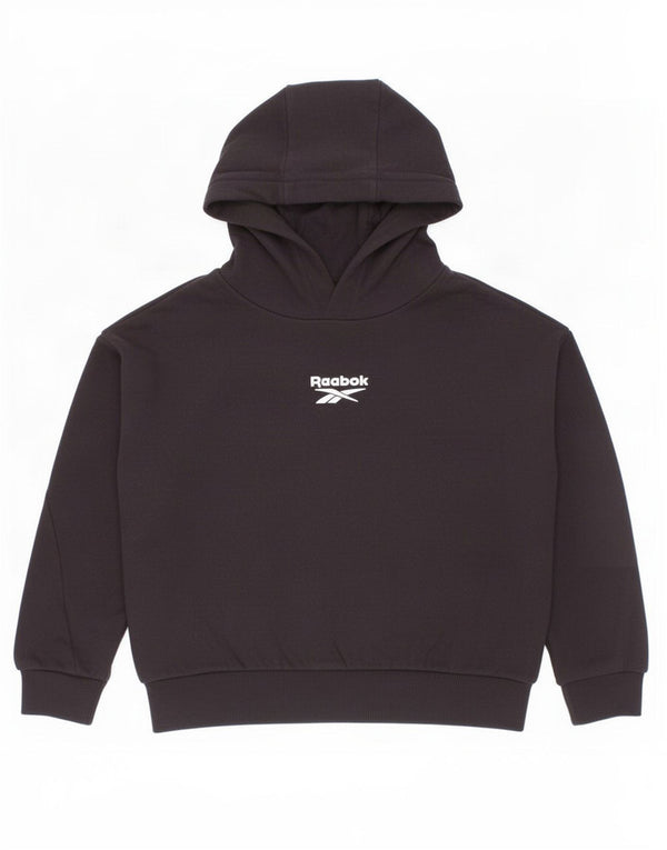 Reebok Mädchen-Kapuzenpullover, 6–7 Jahre, schwarze Farbblock-Baumwolle