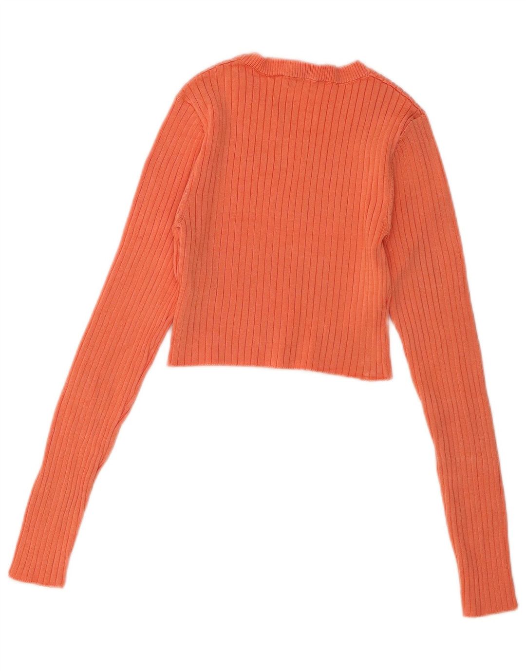 Zara Damen Crop Top Langarm UK 8 Small Orange Viskose