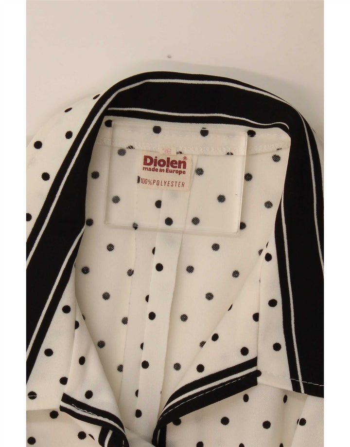 Diolen Damen Maxikleid UK 12 Mittelweiß gepunktetes Polyester