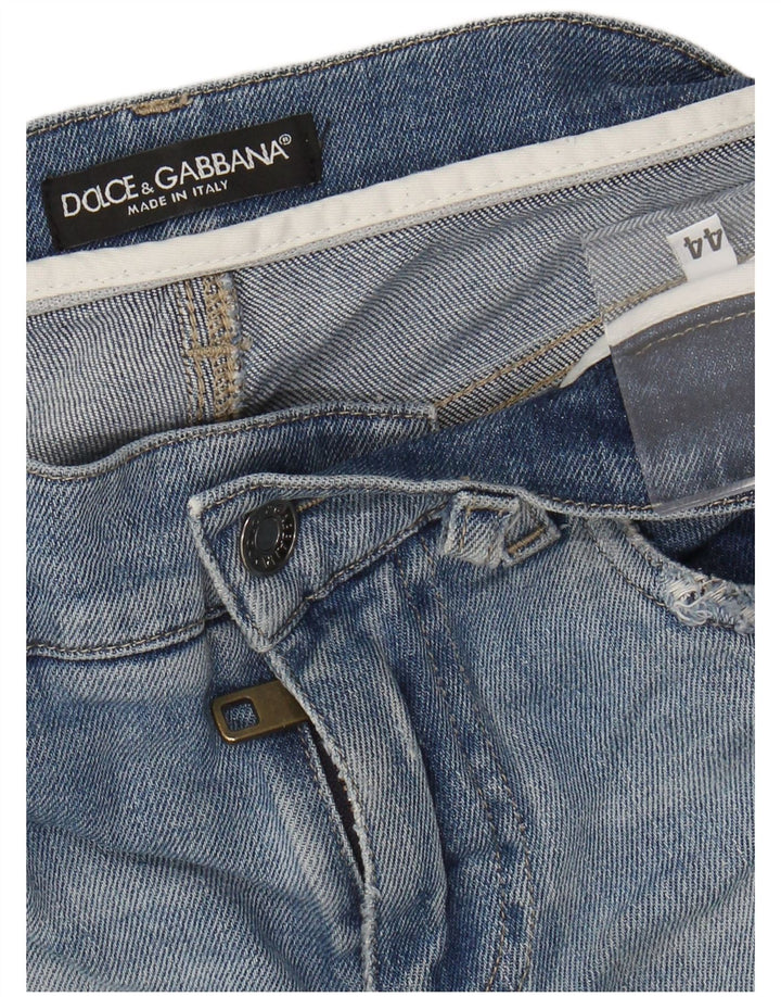 DOLCE & GABBANA Damen Distressed Slim Jeans IT 44 Mittel W30 L32 Blau