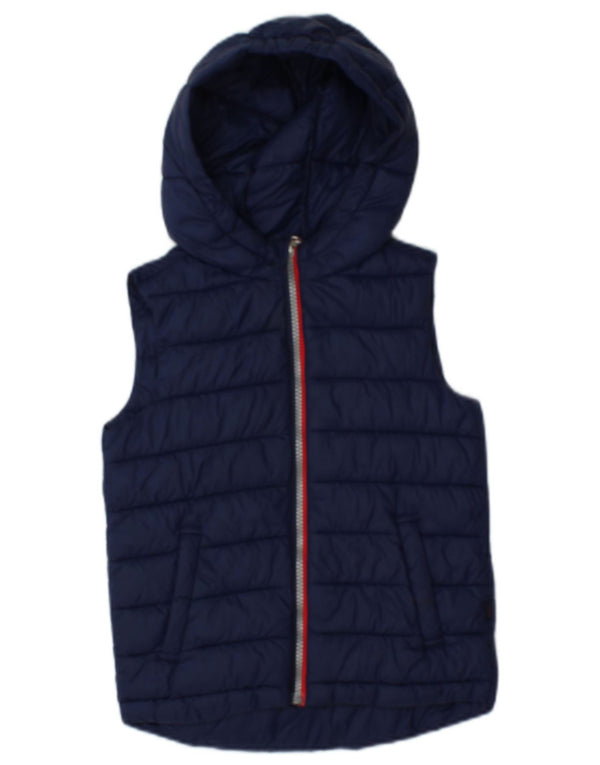BENETTON Boys Hooded Padded Gilet 3-4 Years 2XS Navy Blue Polyamide