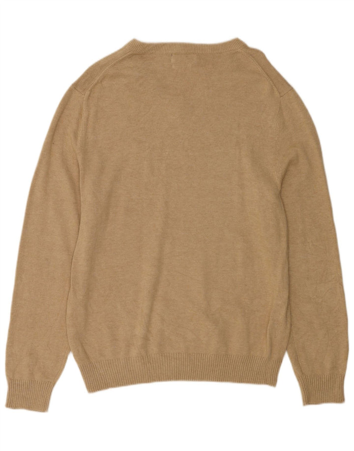 NAUTICA Herren-Pullover mit V-Ausschnitt, mittelbeige Baumwolle