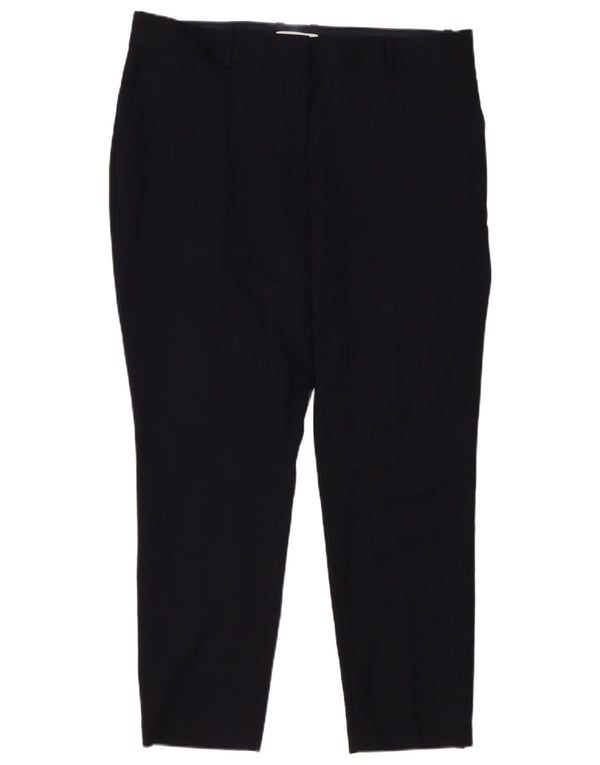 Reiss Damen Slim Fit Freizeithose UK 18 XL W40 L29 Schwarze Wolle