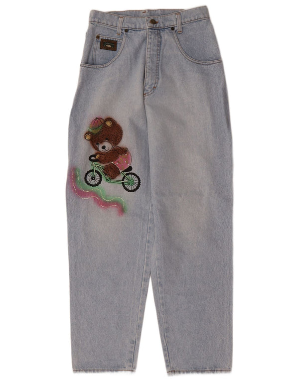 Vintage-Damen-Jeans mit hohem Bund und konischem Schnitt, Größe 40, Größe S, W28, L30, Blau