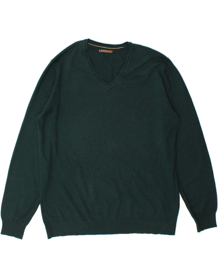MASSIMO DUTTI Mens V-Neck Jumper Sweater XL Green Cotton Vintage Massimo Dutti and Second-Hand Massimo Dutti from Messina Hembry 