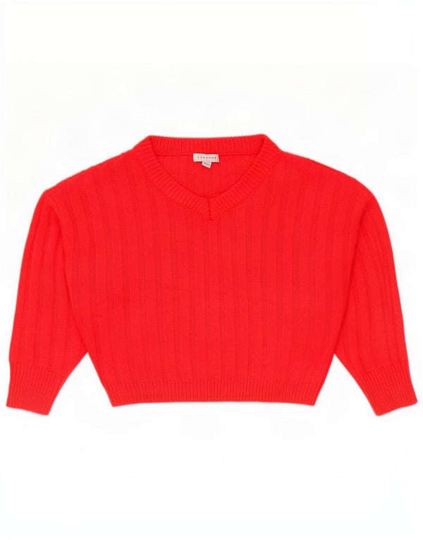 Topshop Womens Petite Crop Oversized V-Ausschnitt Pullover Pullover UK 4 XS Orange