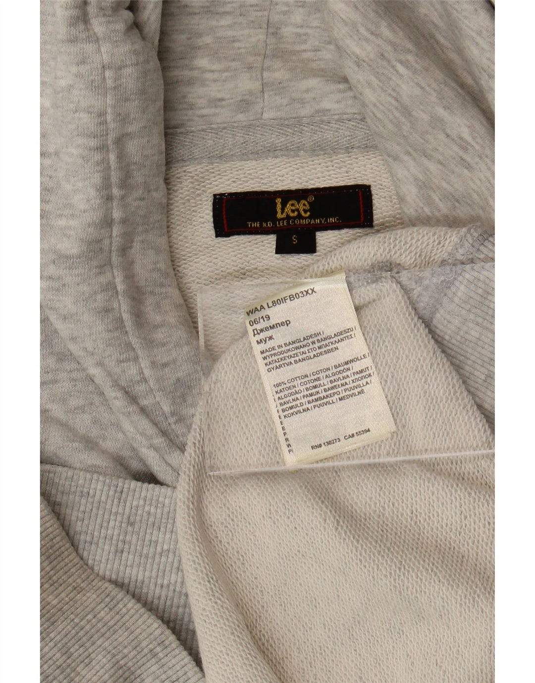 LEE Herren-Kapuzenpullover mit Grafik, Größe S, graue Baumwolle