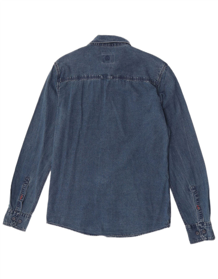 Fat Face Slim-Fit-Jeanshemd für Herren, Größe S, Blau, Baumwolle