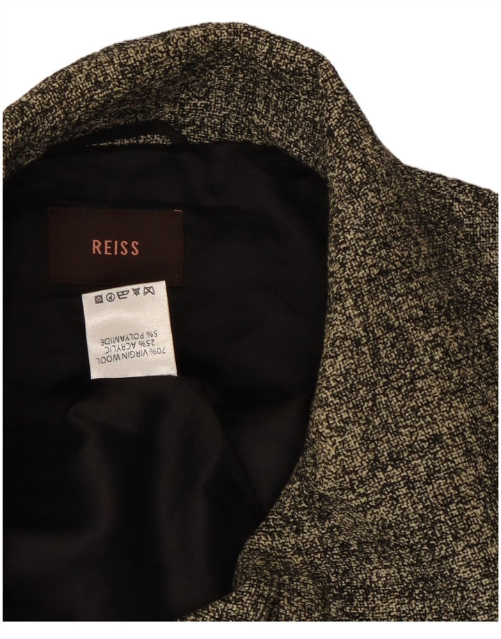 Reiss Damen-Blazer mit 4 Knöpfen, UK 10, kleine graue Wolle
