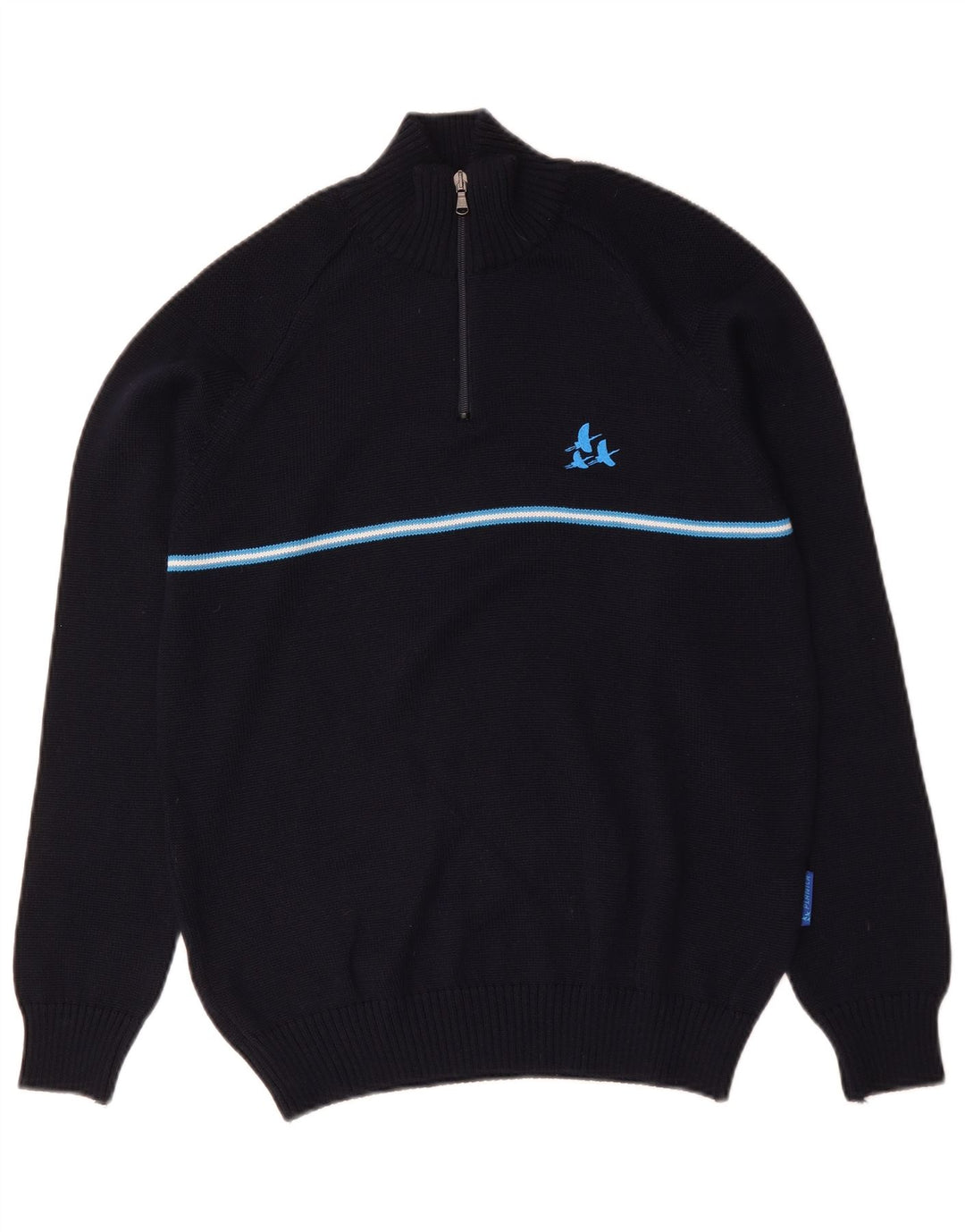 Vintage Herren-Pullover mit Reißverschluss, Größe 48, klein, marineblau, Acryl