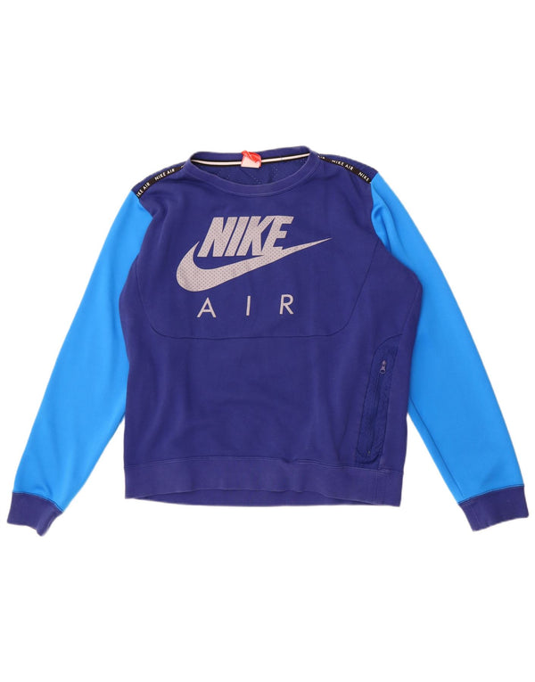 Nike Herren Grafik-Sweatshirt-Pullover aus mittelblauer Colourblock-Baumwolle