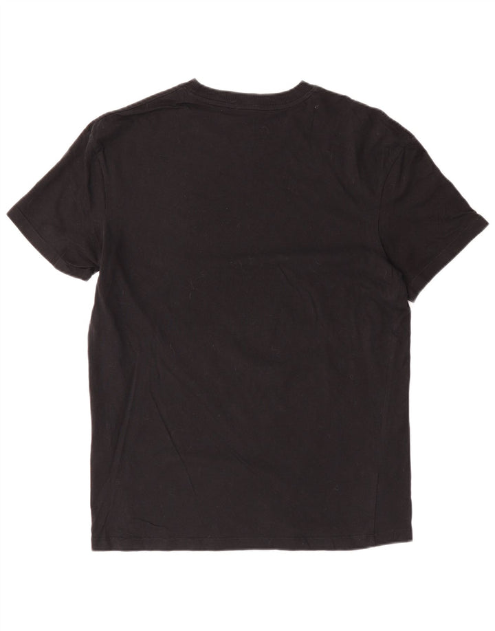 JACK & JONES Mens Graphic T-Shirt Top Medium Black Cotton