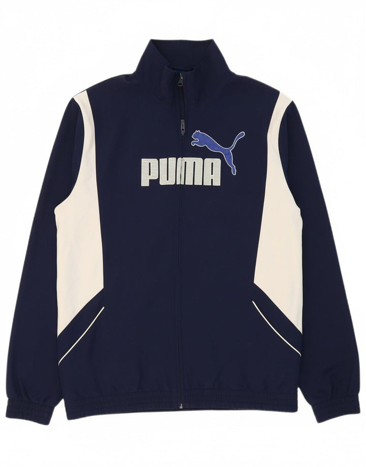 PUMA Mens Graphic Tracksuit Top Jacket Large Navy Blue Colourblock