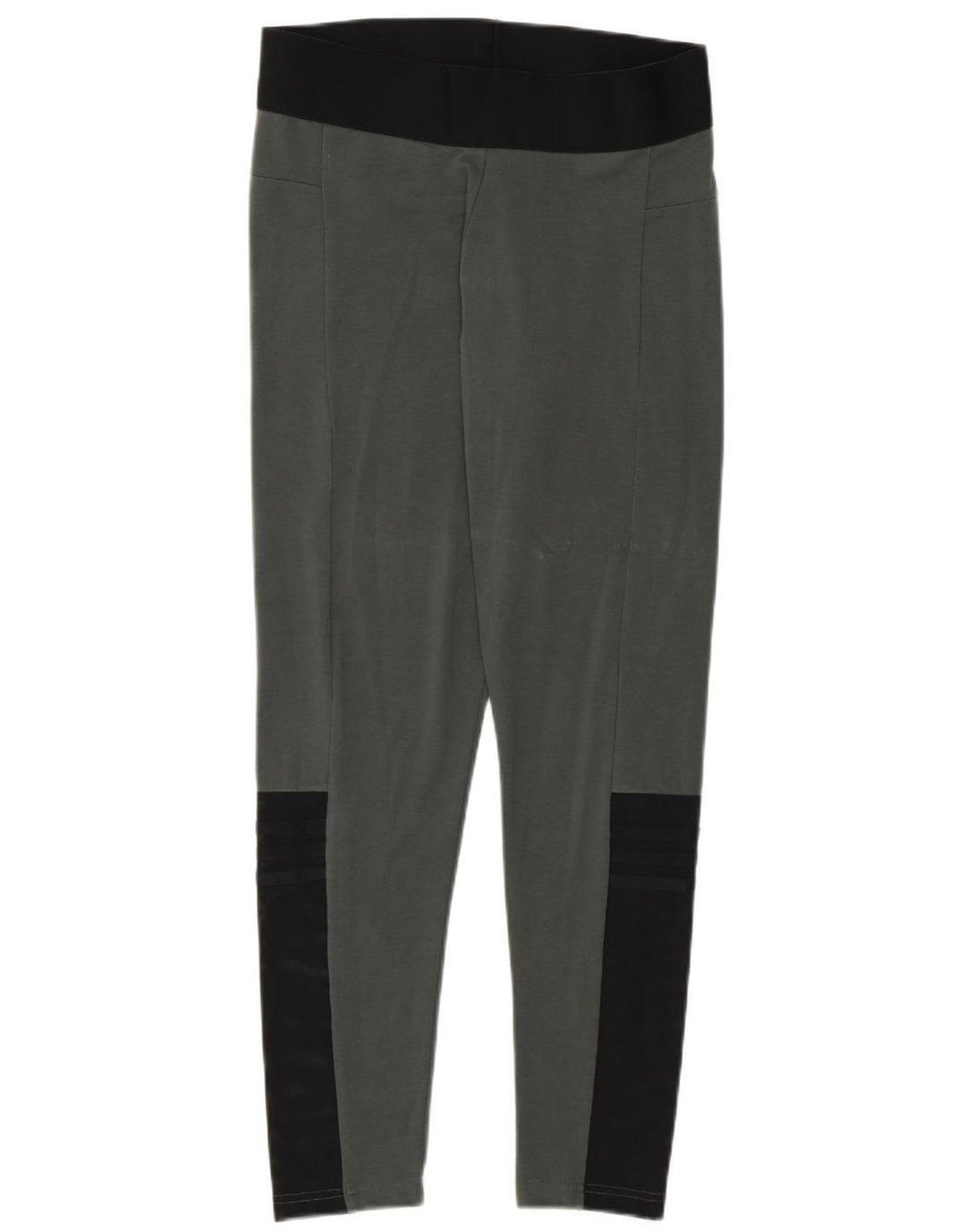 Adidas Damen Leggings UK 12/14 Mittelgraue Colourblock-Baumwolle