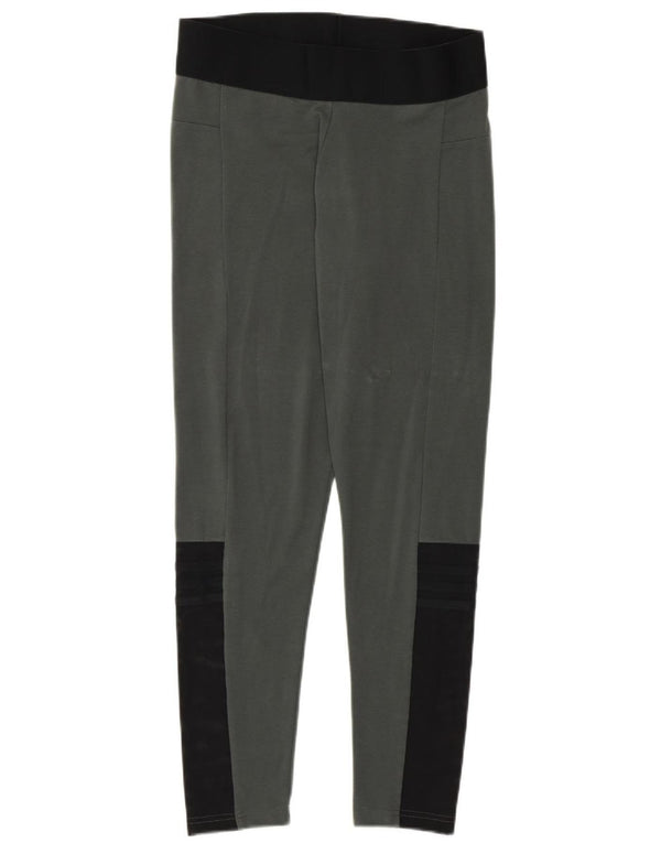 Adidas Damen Leggings UK 12/14 Mittelgraue Colourblock-Baumwolle