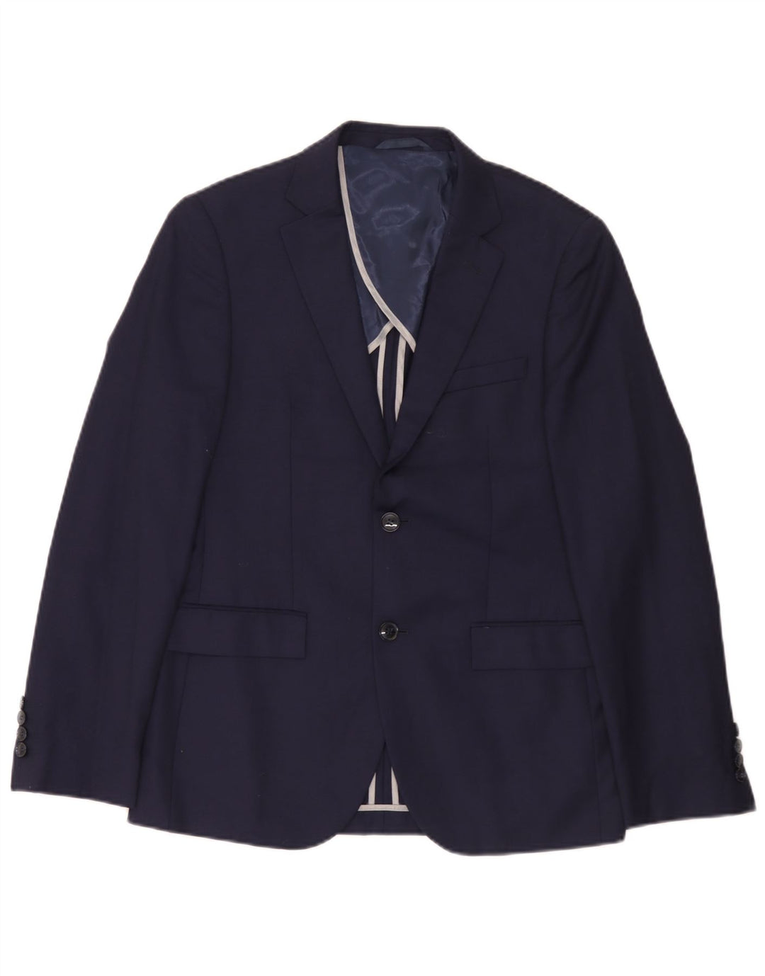 Dkny Herren-Blazer mit 2 Knöpfen, schmale Passform, UK 38, mittelmarineblaue Wolle