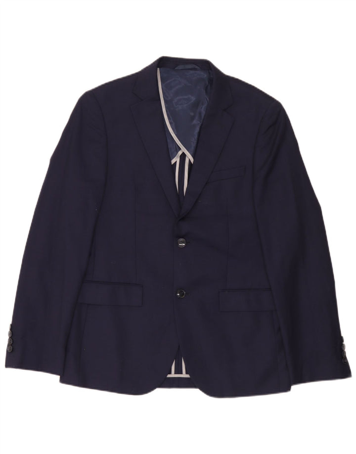 Dkny Herren-Blazer mit 2 Knöpfen, schmale Passform, UK 38, mittelmarineblaue Wolle