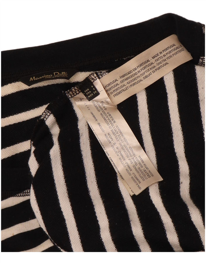 Massimo Dutti Damen Sweatshirt Pullover UK 10 Small Schwarz gestreift Baumwolle