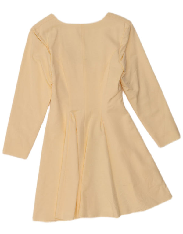 Vintage Damen Longline 7 Knopf Blazer Jacke UK 6 XS Off White