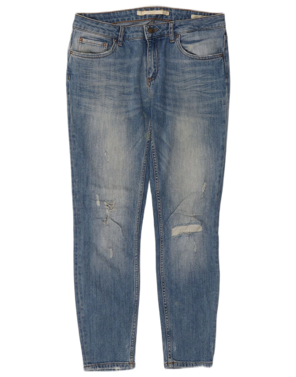 Zara Damen Distressed Slim Jeans EU 36 XS W26 L27 Blau