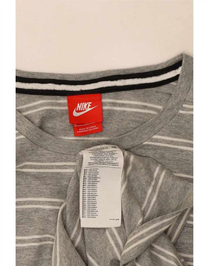 Nike Herren-Oberteil, langärmelig, XL, grau gestreift, Baumwolle