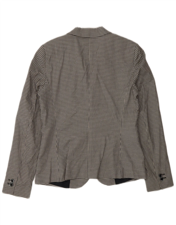 Massimo Dutti Damen 2-Knopf-Blazerjacke EU 38 Kleiner schwarzer Gingham