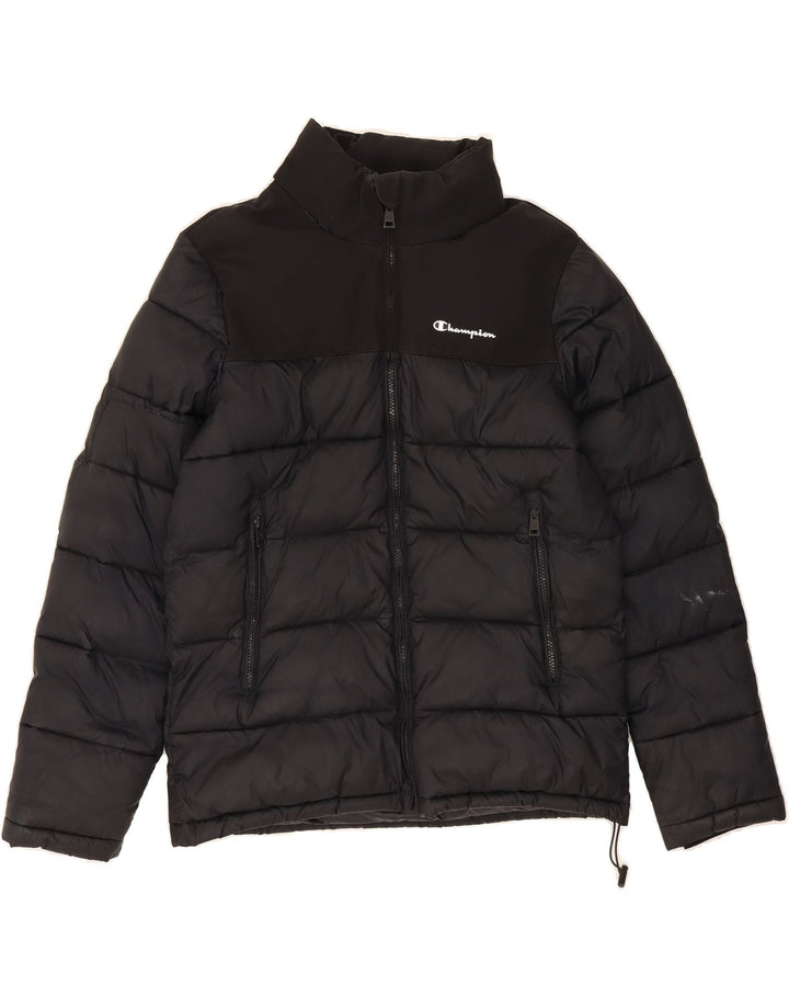 CHAMPION Mens Padded Jacket UK 38 Medium Black Polyamide Vintage Champion and Second-Hand Champion from Messina Hembry 