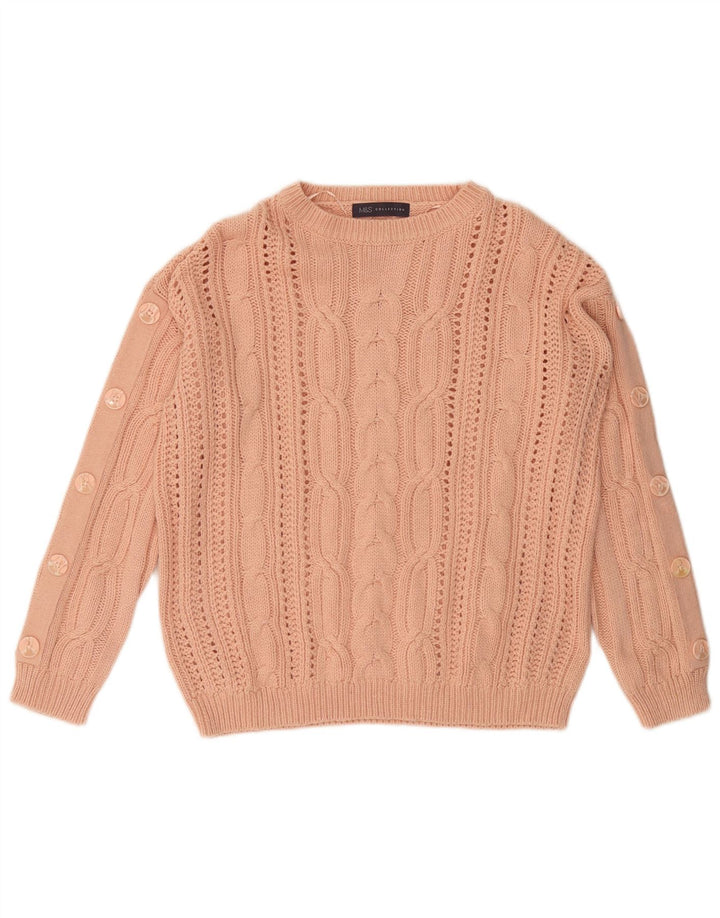 MARKS & SPENCER Damen-Pullover mit Rundhalsausschnitt, UK 12, mittelrosa, Baumwolle