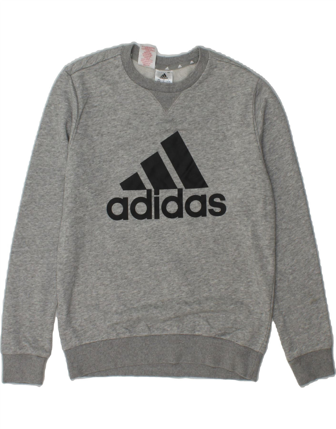 ADIDAS Boys Graphic Sweatshirt Jumper 13-14 Years Grey Cotton Vintage Adidas and Second-Hand Adidas from Messina Hembry 