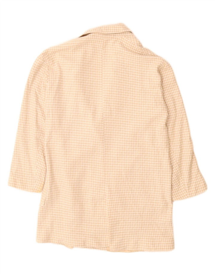 Zara Damen 2-Knopf-Blazer in Übergröße, Gr. 6, XS, beige Hahnentrittmuster